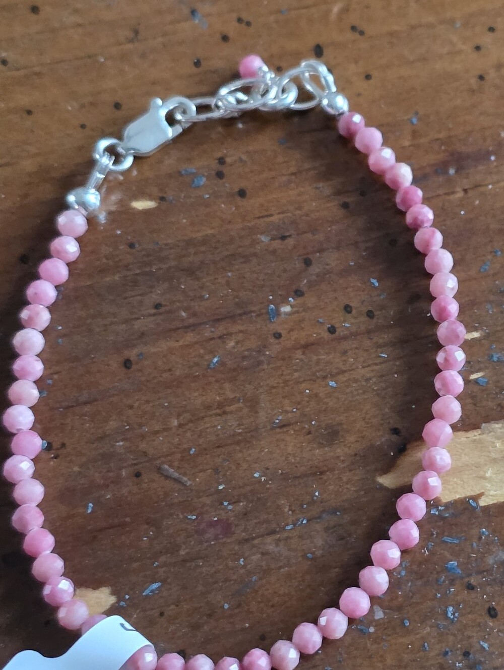 Pink Faceted Rhodinite Bead Women's Bracelet -